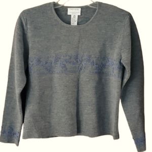 Preview International Petites Vintage Womans XS Merino‎ Wool Embroidered Sweater